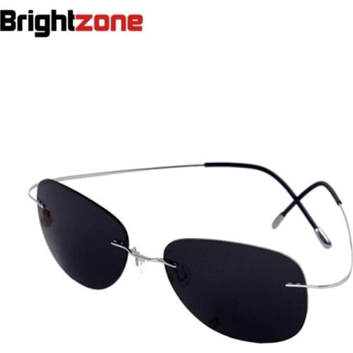 2021 NEW Cool 100% pure titanium rimless sunglasses polarized lenses grey Driving Fishing Travel Eyes Protection Sun Shade UV400