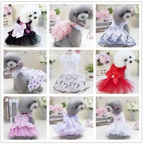 2018 Sequins Lace Embroidered Dog Dress Princess Wedding Dresses for Small Dog Teddy Robe Chienne Cat Dress Puppy Skirt clothes