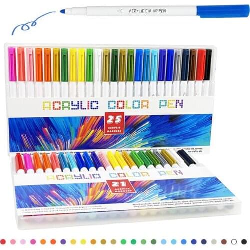 21/25 Color Permanent Acrylic Paint Marker Pens for Ceramic Rock Glass Porcelain Mug Wood Fabric Canvas Metal and Ceramics Glass