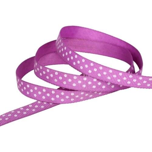 5 Yard/lot 10mm(3/8") Purple Color Dots Printed Grosgrain Ribbon Packing Tape DIY Hair Bow & Sewing Accessories Ribbon