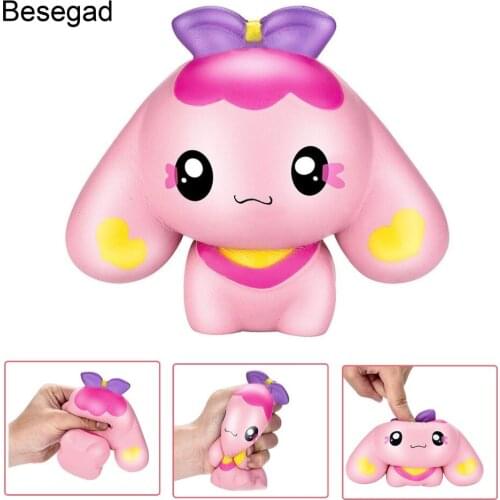 Besegad Big Cute Kawaii Jumbo Squishy Dog Bear Doll Squishi Squeeze Slow Rising Toy for Relieves Stress Anxiety Decoration