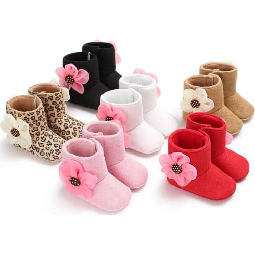 Toddler Baby Girl Boots Shoes 0-18M Flowers Soft Crib Sole Shoes Newborn Kid Babe Winter Warm Boots