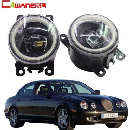 Cawanerl For Jaguar S-Type (CCX) Saloon 1999-2007 Car LED Light 4000LM Fog Light Angel Eye Daytime Running Lamp DRL 12V