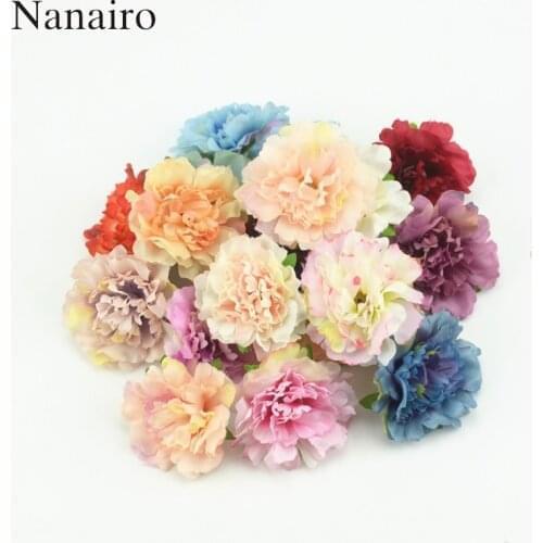 50pcs 4.5cm Cheap Artificial Silk Flowers European Fall Vivid Peony Fake Leaf Wedding Home Party Decoration Peony Chrismas Gift