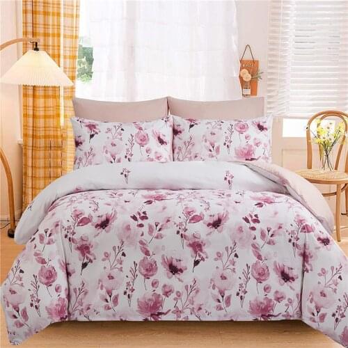 Home Bedding Sets Retro Ink Painting Style Duvet Cover and Pillow Case Set Housse De Couette Fashion Flowers Pattern Quilt Cover