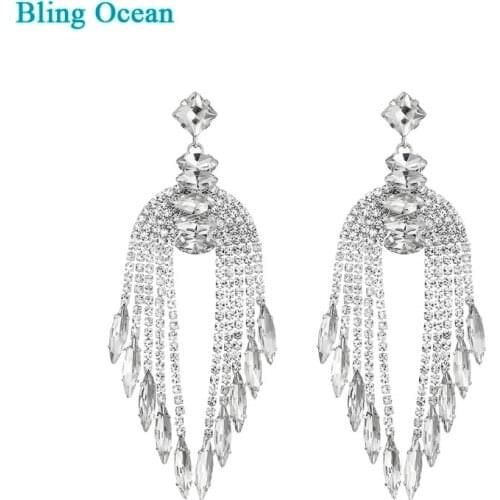 Fashion Elegant Long Tassel Dangle Drop Catwalk Show Posing Show Earrings Jewelry for Women