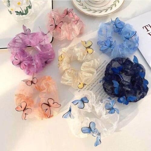 Party Korean Elegant Fashion Hair Accessories Women Butterfly Hair Bands Elastic Hair Rope Ring Scrunchies