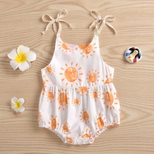 Sun and Sunflower Pattern Overall Fashion Newborn Baby Girl Clothes Set Baby Girl Boy Romper