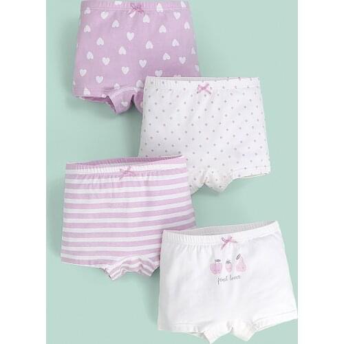 4pcs Baby Girls Cartoon Panties 100% Cotton Kids Panties Childrens Briefs Casual Designs Shorts Underwear Soft Underpants