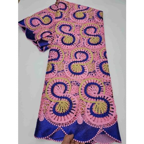 Hot Sale Nigerian Lace Fabric 2021 High Quality Embroidery Lace Latest African Guipure Lace Fabric For Wedding 5yard