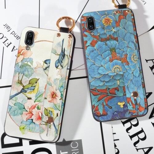 Soft Phone Holder Case For Vivo Y91 Y91i Y91C Y93 Y95 Y97 Silicon Bird Wrist Strap Case For Vivo V11 Pro V11i