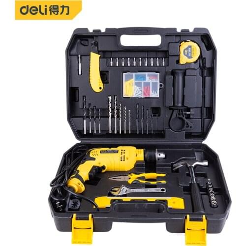 Deli Impact Drill Set Electric Drill Set Telecommunication Maintenance Multi-functional Electronic Home Decoration Emergency