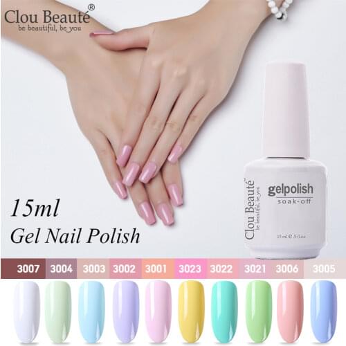 Clou Beaute 10pcs Gel Lacquer Set UV Gel Nail Polish Semi Permanent LED Varnish Gel Nail Paint Soak Off Pink White Nail Hybrid