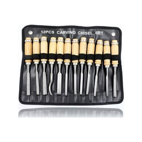 Garden Tool Carpenter 12 Pieces Woodworking Combination Carving Knife Chisel Carving Hand Root Wood Tool Cutting Set