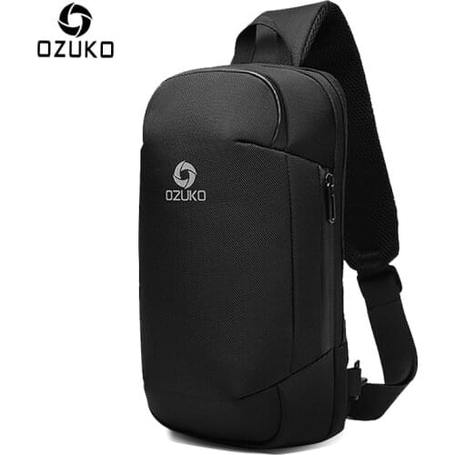 OZUKO USB Charging Chest Bags for Men Multifunction Waterproof Crossbody Bag Fashion Male Messenger Bag Mens iPad Sling Bag New