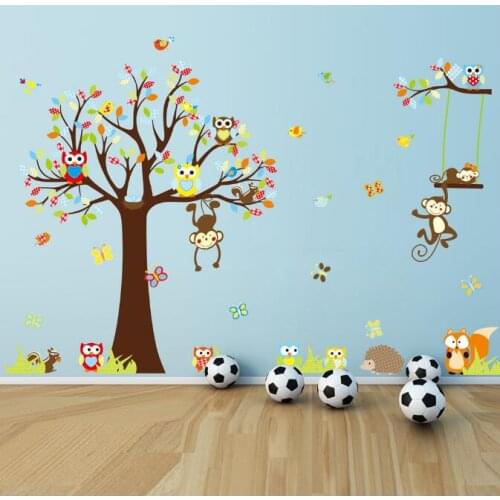 COVPAW Wall Sticker Affe Baum Childrens Babys Room Bedroom Living Room Kids Room Nursery Boys Baby Girls Room Decal