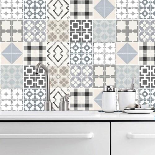 Retro Style Tile Stickers Home Decor Living Room Kitchen Bathroom Decor DIY Self-adhesive Removable Wallpaper Vinyl Mural Decals