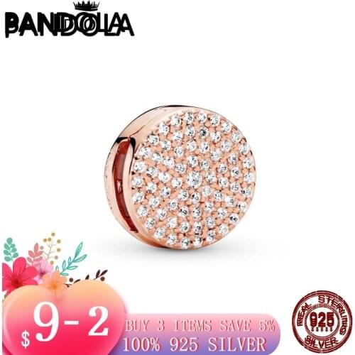 2021 new 925 Sterling Silver Round Pavé Charms Beads Bracelet Fit Original Pandora Bracelet DIY Jewelry For Women