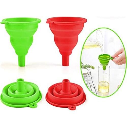 New Collapsible Funnel Set, Foldable Kitchen Funnel, Food Grade Silicone Funnel for Water Bottle Oil Liquid Transfer, 2 Pcs