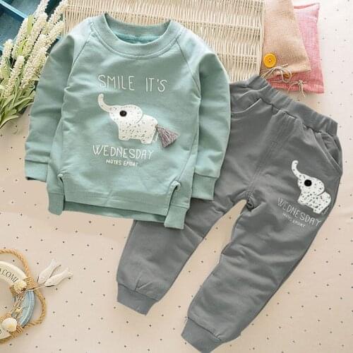 2018 Spring and Autumn New Kids Long Sleeved Suit for Boys and Girls Infant Elephant Trade Children Set Stereo 0-4 Ages