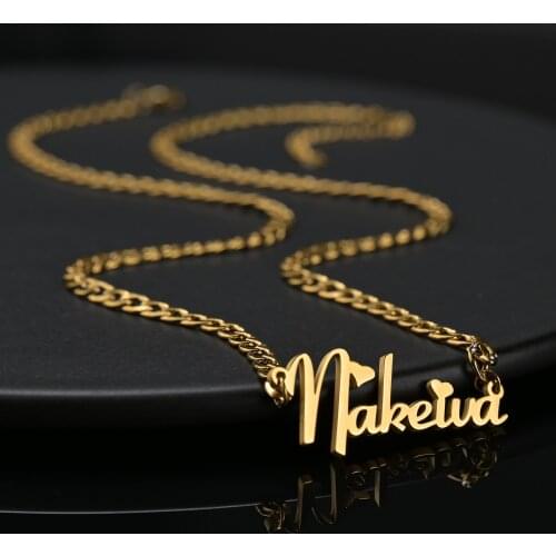 Acheerup New Personalized Stainless Steel Necklace For Women Custom Old English Name Pendant Thick Cuban Chain Jewelry Men Gifts