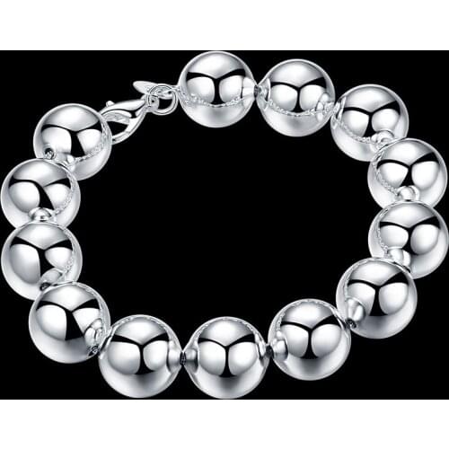 New charm 925 sterling silver Bracelet for woman man Classic 14MM Big beads chain Wedding party Christmas Gifts fashion Jewelry