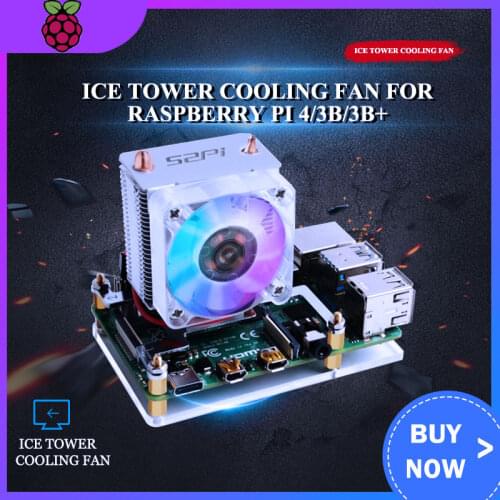 52Pi Ice Tower Cooling Fan for Raspberry Pi 4 Copper Tube with RGB Fan + Acrylic Plate Case for Raspberry Pi 4 Model B / 3B