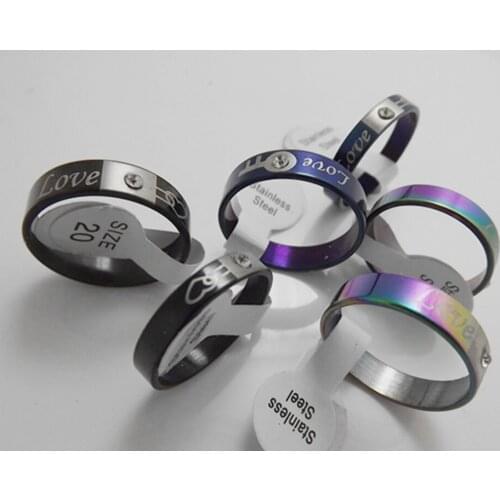Wholesale 36 pcs Mixed style couple LOVE zircon stainless steel rings Fashion Jewelry