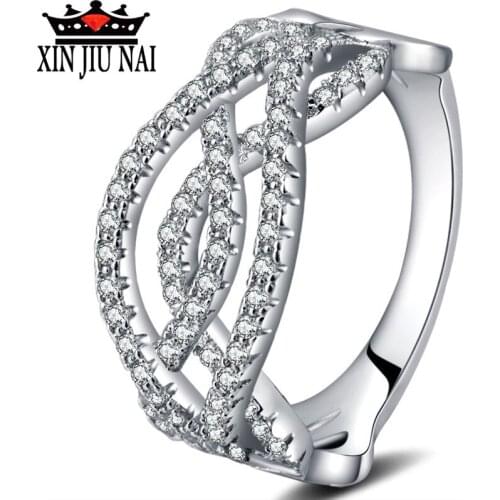 Woven hollow zircon CZ wedding zircon ring lady bride engagement ring jewelry lover anniversary fashion exquisite gift jewelry