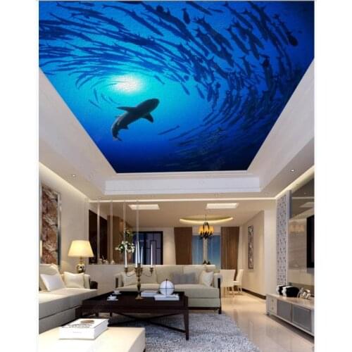 Custom wallpaper for walls 3 d ceiling murals wallpaper Beautiful deep sea fish dolphin living room bedroom ceiling zenith mural