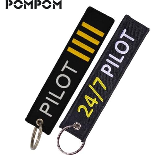 POMPOM Fashion Pilot Key Chain Jewelry Safety Tag Keychains for Aviation Gifts Embroidery Pilot Key Ring Chain for Motorcycles