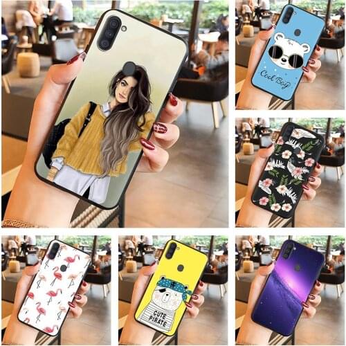 Durable For Woman Phone Case For Samsung Galaxy A11 Cute Black Case For Boy Soft Back Cover New