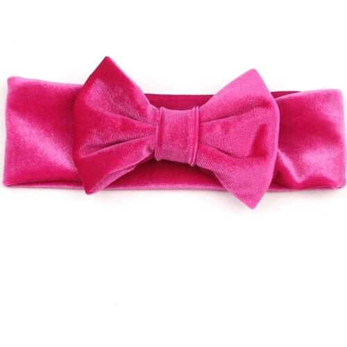 ON SALE 1PCS 2018 Baby Girls Velvet Top Headband Strentch Hair Bows Turban Headwrap Headwear Toddler Infants Hair Accessories