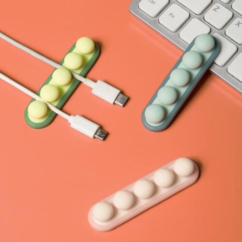 Cable Management Pea Shape Self-adhesive Stable Colorful Cord Charger Holder for Home