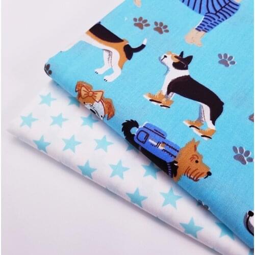 Various Sizes 100% Cotton Twill Fabric Animal/Star Printing Childish Style DIY Quilting Sewing Patchwork Cloth Fabric For Baby