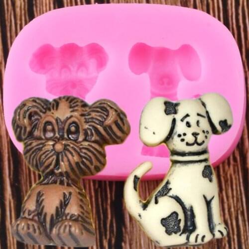 Dog Silicone Molds 3D Animals Fondant Mould Baby Birthday Cake Decorating Tools Candy Clay Chocolate Gumpaste Moulds