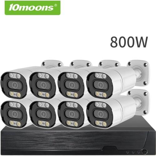 10moons 8MP HD Security Camera System 8CH H.265+ DVR Outdoor Indoor Video Surveillance Kit Night Vision Waterproof CCTV System