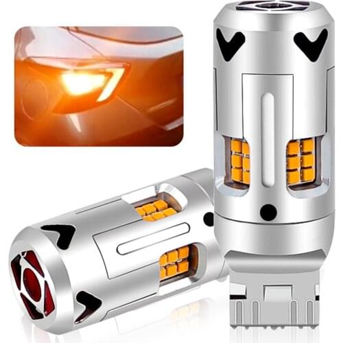 2pcs T20 W21/5W 7443 7440 LED Canbus Light For Lada Kalina Granta Vesta LED Bulbs 12V 3000K Yellow Super Bright 2020 24SMD