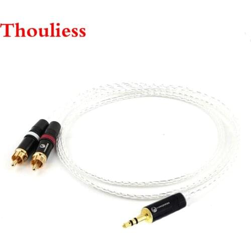 Thouliess 7n-OCC Silver Plated 3.5mm Stereo Mlale to Dual 2x RCA Male Audio Adapter Cable 2.5/4.4/XLR Balanced to 2x RCA Cable