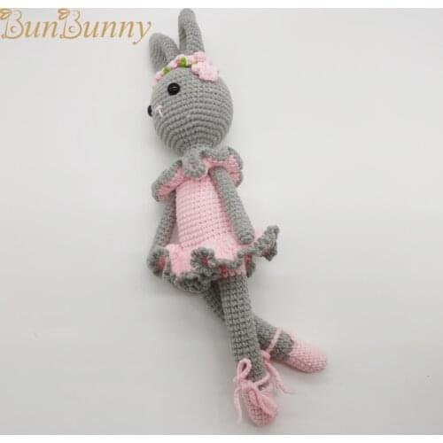 Crocheted Rag Doll Cotton Hand Knit Stuffed Bunny Toy in Dress Baby Nursey Soft Toy Baby Shower Gift Knitted Plush Rabbit Toys