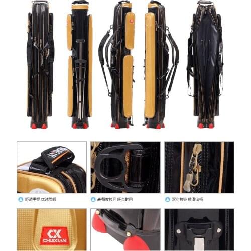 Gold color fishing gear pack abs package 1.25 m firm rod gear bag waterproof bag With bracket