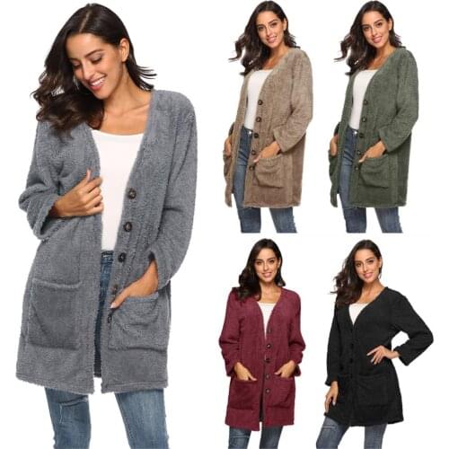 2019 Winter Fleece Sweater Women Sherpa Oversized Long Cardigan Jumper Coat Teddy Fluffy Autumn Winter Warm Outerwear Pull Femme