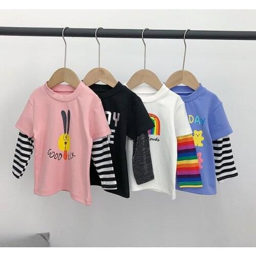 2021 Childrens T-shirt Spring Style Boys and Girls Cotton Long-sleeved Bottoming T Shirt 2 3 4 5 6 7 Years Old Baby Pullovers