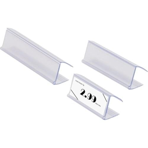 25pcs Clear Plastic Label Frame Wood Shelf Ticket Display Clips Pvc Price Card Holder