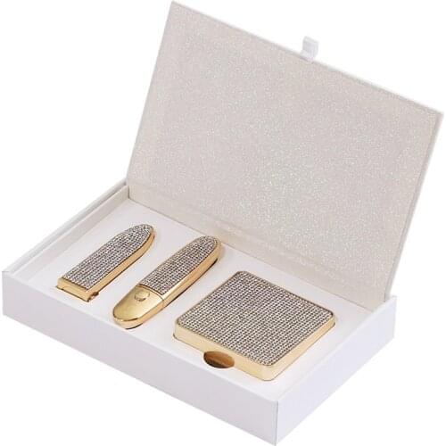 3Pcs/Set Holiday Gift Diamond Matte Lipstick Red Lip Glaze Lip Gloss Nude Makeup Delicate Concealer CC Cream