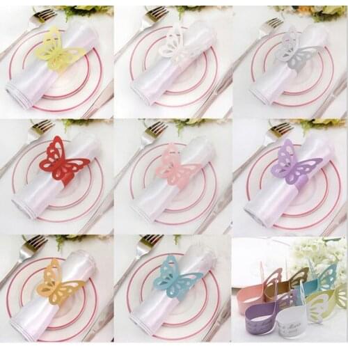 50pcs/lot Continental pearl paper butterfly napkin rings / napkin buckle / Napkin Ring Hotel wedding supplies