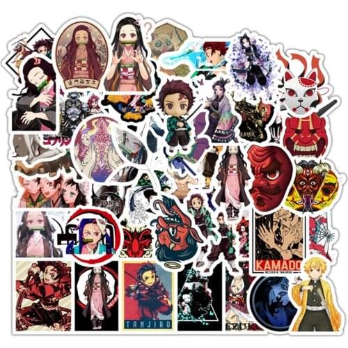 50pcs Stikers Packs Kimetsu No Yaiba Anime Sticker Waterproof Skateboard Suitcase Graffiti Motorcycle Scrapbook Stickers for Car