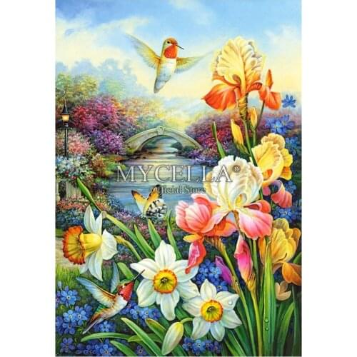 5d Diy Diamond Painting Birds & Flowers Diamond Mosaic Golden Irises Diamond Embroidery Cross Stitch Home decor Wall Stickers