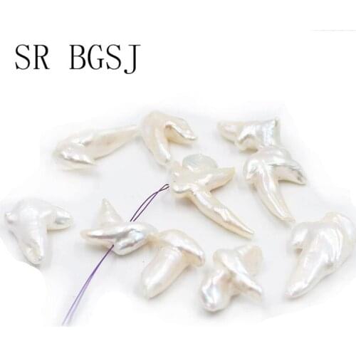 Free Shipping SR 10pcs 20-25x30-40mm White Fashion Beads Natural Freshwater Pearl Cross Beads 15"