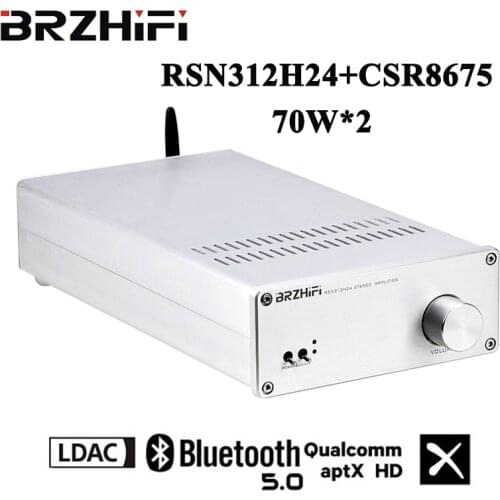 BRZHIFI New Pioneer RSN312H24 Bluetooth-compatible 5.0 Mini HIFI Fever 70WX2 Power Amplifier Classic Silver Stereo Amplificador